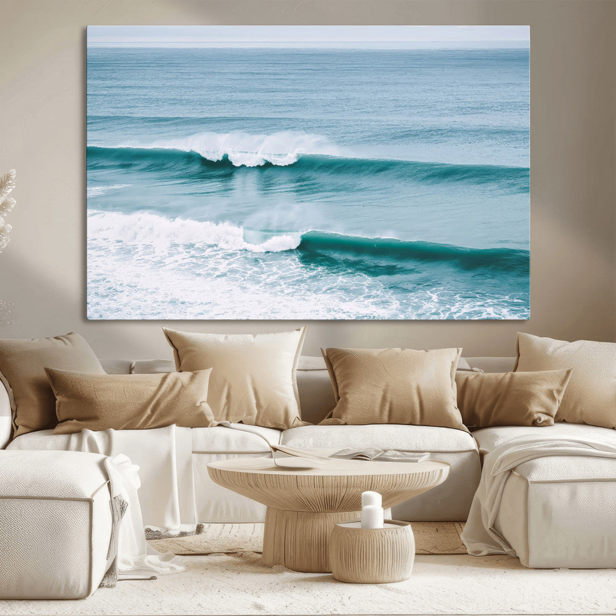 Ocean Swell Wall Art Canvas Print, Framed Surf Waves and Blue Water Scene