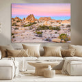 Vibrant Sunset Sky Wall Art Canvas Print, Framed Joshua Tree Desert Artwork