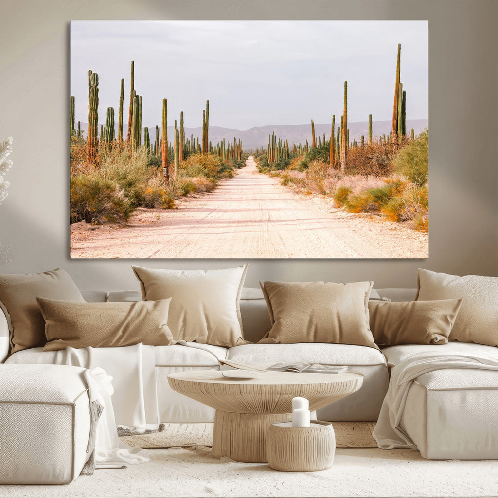 Desert Cactus Wall Art Canvas Print, Framed Southwestern Art, Bohemian Western Decor
