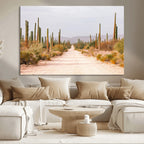 Desert Cactus Wall Art Canvas Print, Framed Southwestern Art, Bohemian Western Decor