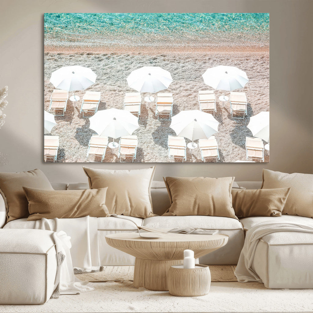 Calm Beach Wall Art | Framed Turquoise Water Canvas Artwork