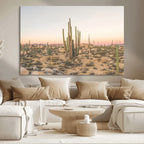 Desert Cactus Wall Art Canvas Print, Framed Baja Desert Art, Pastel Southwestern Decor