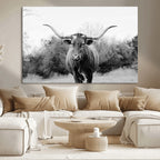 Longhorn Photography Wall Art Canvas Print, Framed Western Cow Texas Ranch Decor
