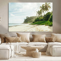 Relaxing Beach Wall Art Canvas Print, Framed Ocean View Coastal Serenity