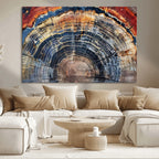 Tree Rings Wall Art Canvas Print, Framed Petrified Wood Modern Rustic