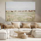 Bison Herd Wall Art Canvas Print, Framed Western Ranch Nature Scene