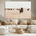 Bison Herd Wall Art Canvas Print, Framed Western Prairie Serenity