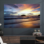 Beach Sunset Wall Art Canvas Print, Tropical Ocean Waves