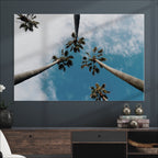 Tropical Palm Trees Wall Art Canvas Print, Framed California Sky Minimalist Nature