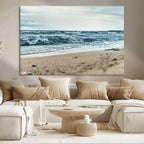 Ocean Wall Art Canvas Print, Framed Moody Seascape with Waves and Horizon