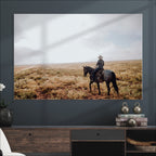 Cowboy Wall Art Canvas Print, Framed Western Rustic Ranch Scene