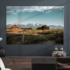 Rustic Farmhouse Wall Art Canvas Print, Teton Range Mormon Row Barn