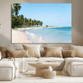 Palm Tree Coast Wall Art Canvas Print, Framed Island Getaway with Crystal Blue Water