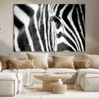 Zebra Stripes Wall Art Canvas Print, Black and White Close Up Wildlife Pattern
