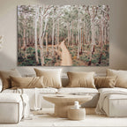 Forest Dirt Road Wall Art Canvas Print, Scenic Woodland Pathway with Tall Trees