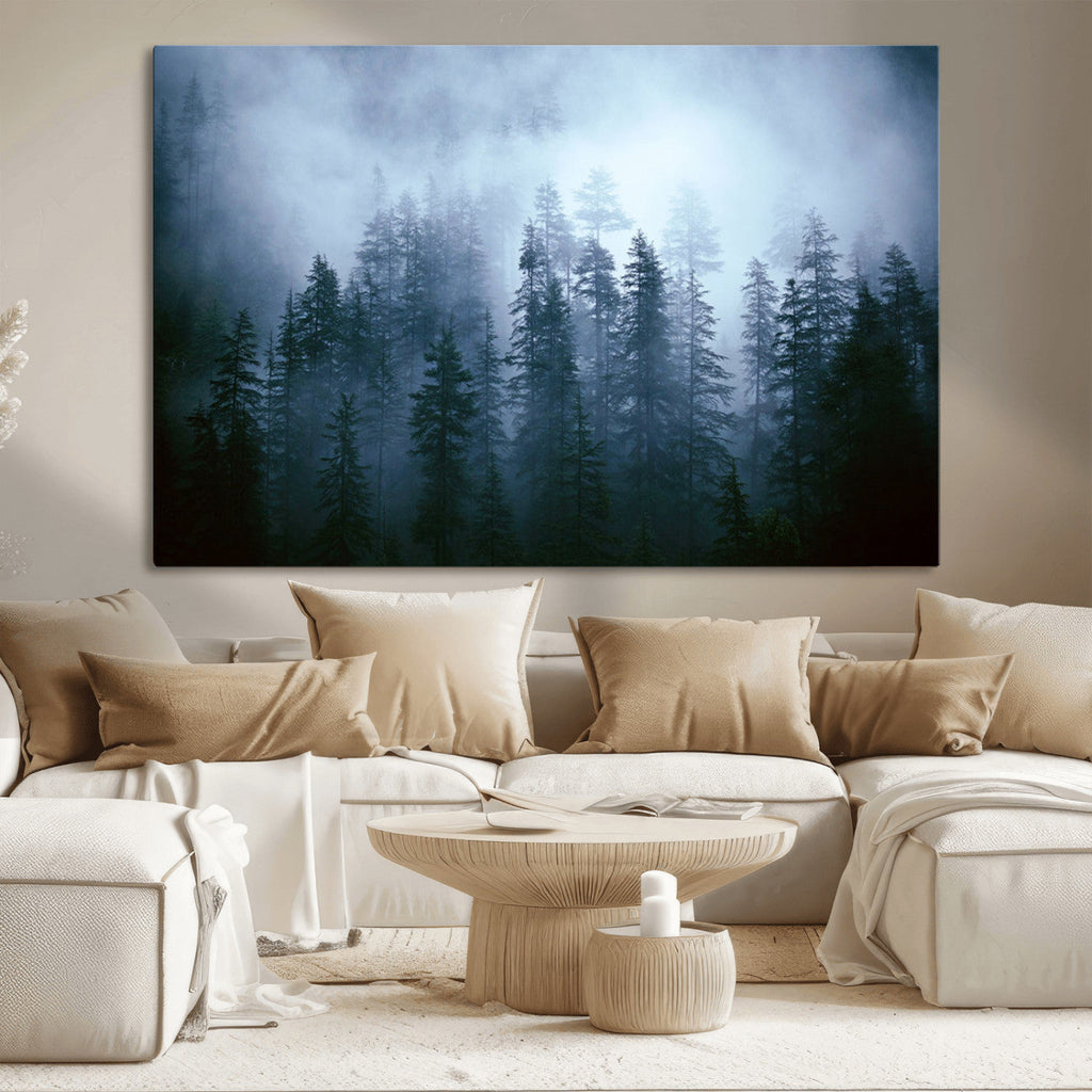Foggy Pines Misty Forest Wall Art Print