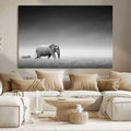 Elephant and Zebra Wall Art Canvas Print, Modern Artwork