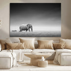 Elephant and Zebra Wall Art Canvas Print, Modern Artwork