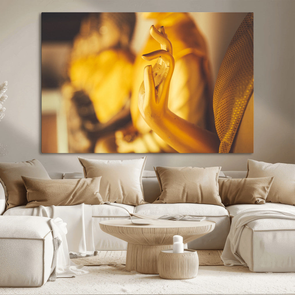 Gold Buddha Statue Hands Wall Art Canvas Print
