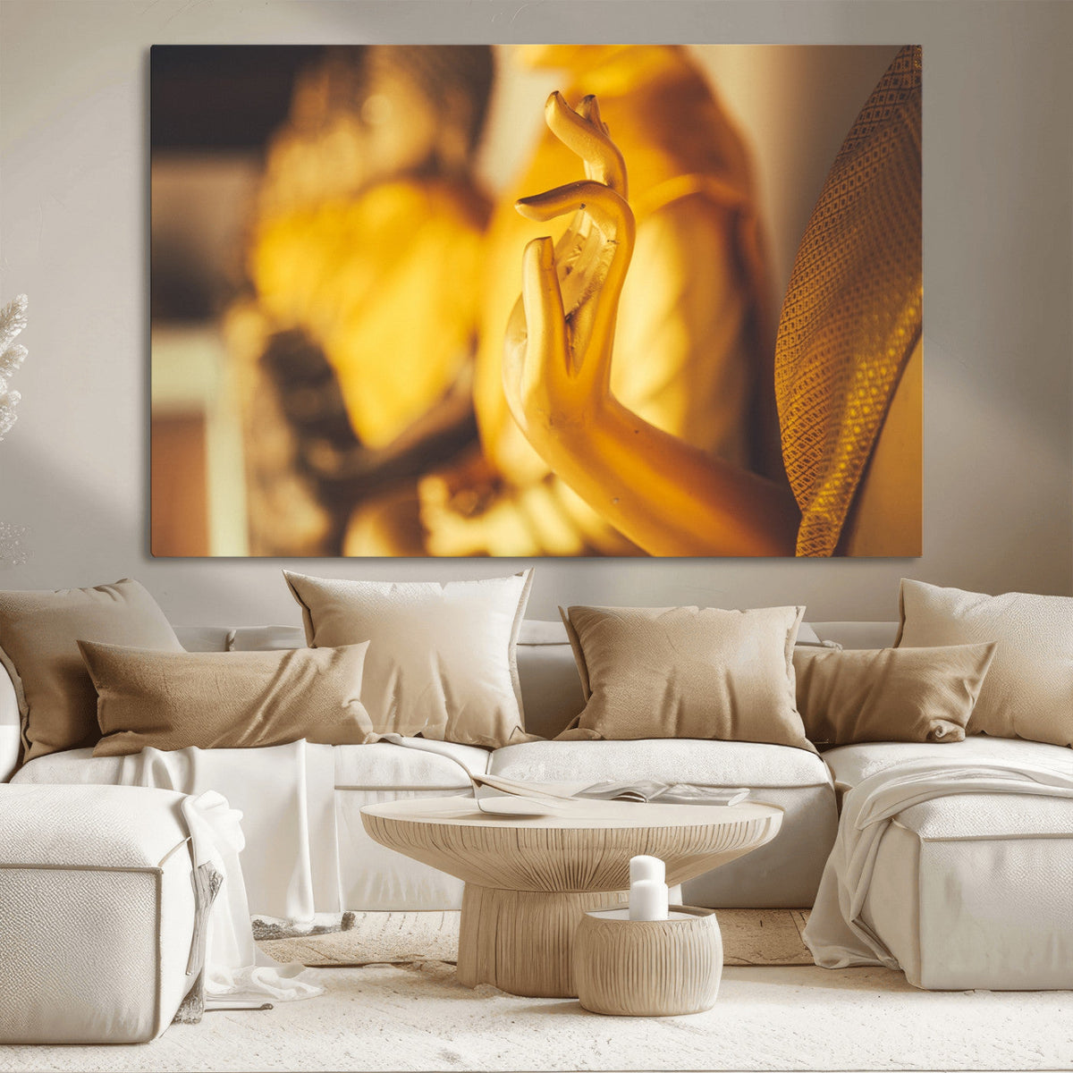 Gold Buddha Statue Hands Wall Art Canvas Print