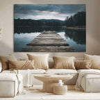 Wooden Bridge Near Lake Wall Art Canvas Print