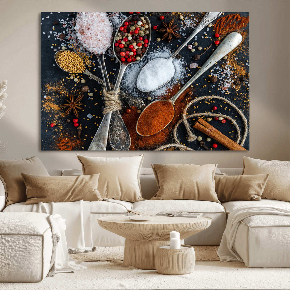 Spices and Seasonings Canvas Wall Art | Colorful Triptych Kitchen Decor