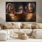 Wine and Barrels Wall Art Canvas Print