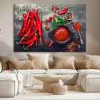 Red Chili Peppers Wall Art Kitchen Artwork Canvas Print