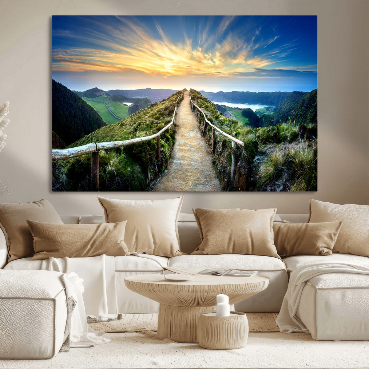 Mountain and Sunset Wall Art Canvas Print