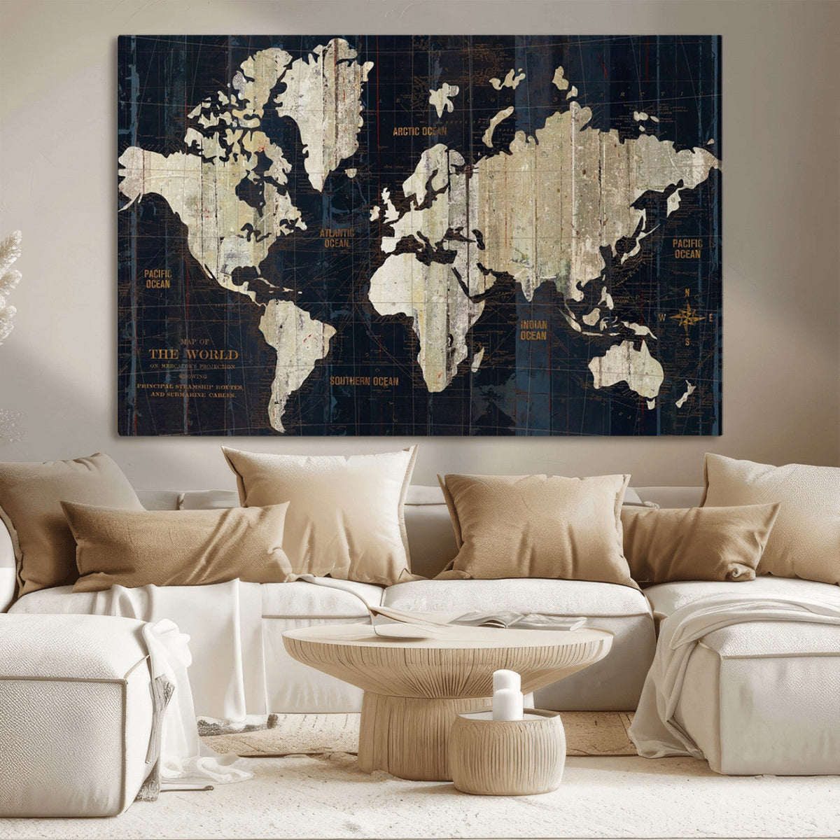 Antique Old World Map Wall Art Canvas Print
