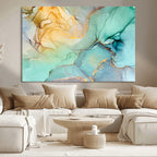 Green Marble Fluid Effect Abstract Canvas Wall Art Print