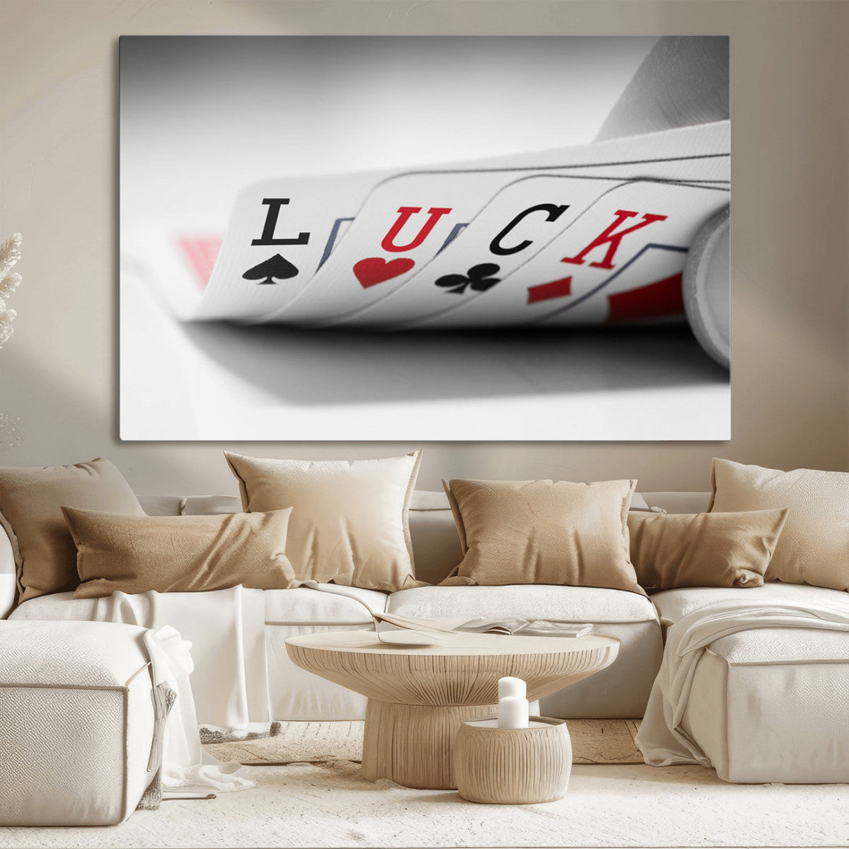 Framed Lucky Poker Cards Canvas | Modern Triptych Wall Art for Game Rooms