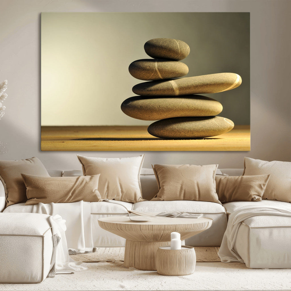 Fluvial Zen Stones Canvas Wall Art Print