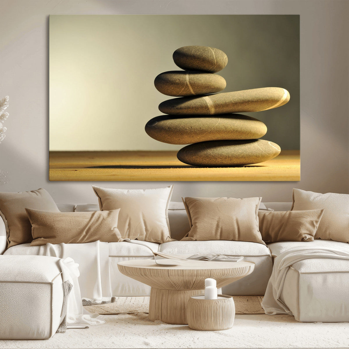 Fluvial Zen Stones Canvas Wall Art Print