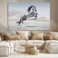 Prancing Horse Desert Large Wall Art Canvas Print, Majestic Horse Animal Artwork