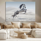 Prancing Horse Desert Large Wall Art Canvas Print, Majestic Horse Animal Artwork