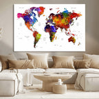 World Map Canvas Print | Detailed Map of the World Wall Art