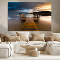 Serene Lake Pier at Sunset Canvas Print | Landscape Wall Art | Ready to Hang