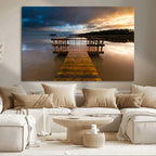 Serene Lake Pier at Sunset Canvas Print | Landscape Wall Art | Ready to Hang