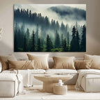 Captivating Misty Forest Wall Art, Foggy and Serene Atmosphere Canvas Print