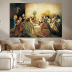 Last Supper Wall Art Canvas Print, Framed Jesus Artwork, Sacred Dining Scene