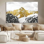 Gold Abstract Mountains Wall Art Print on Canvas, Nature Wall Art Print