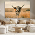 Texas Cow Wall Art Canvas Print for Farm House Wall Decor