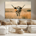 Texas Cow Wall Art Canvas Print for Farm House Wall Decor