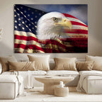 American Flag Eagle Symbol Wall Art Canvas Print, Patriotic American Flag Eagle Wall Art