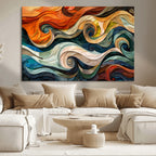 Abstract Wave Wall Art, Ready to Hang Framed Canvas Print | Extra Large 3 Piece Canvas Wall Art
