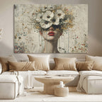 Abstract Floral Women Pastel Wall Art Canvas Print