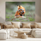 Heartwarming Fox and Baby Cub Wall Art | Canvas Print of Foxes in Nature
