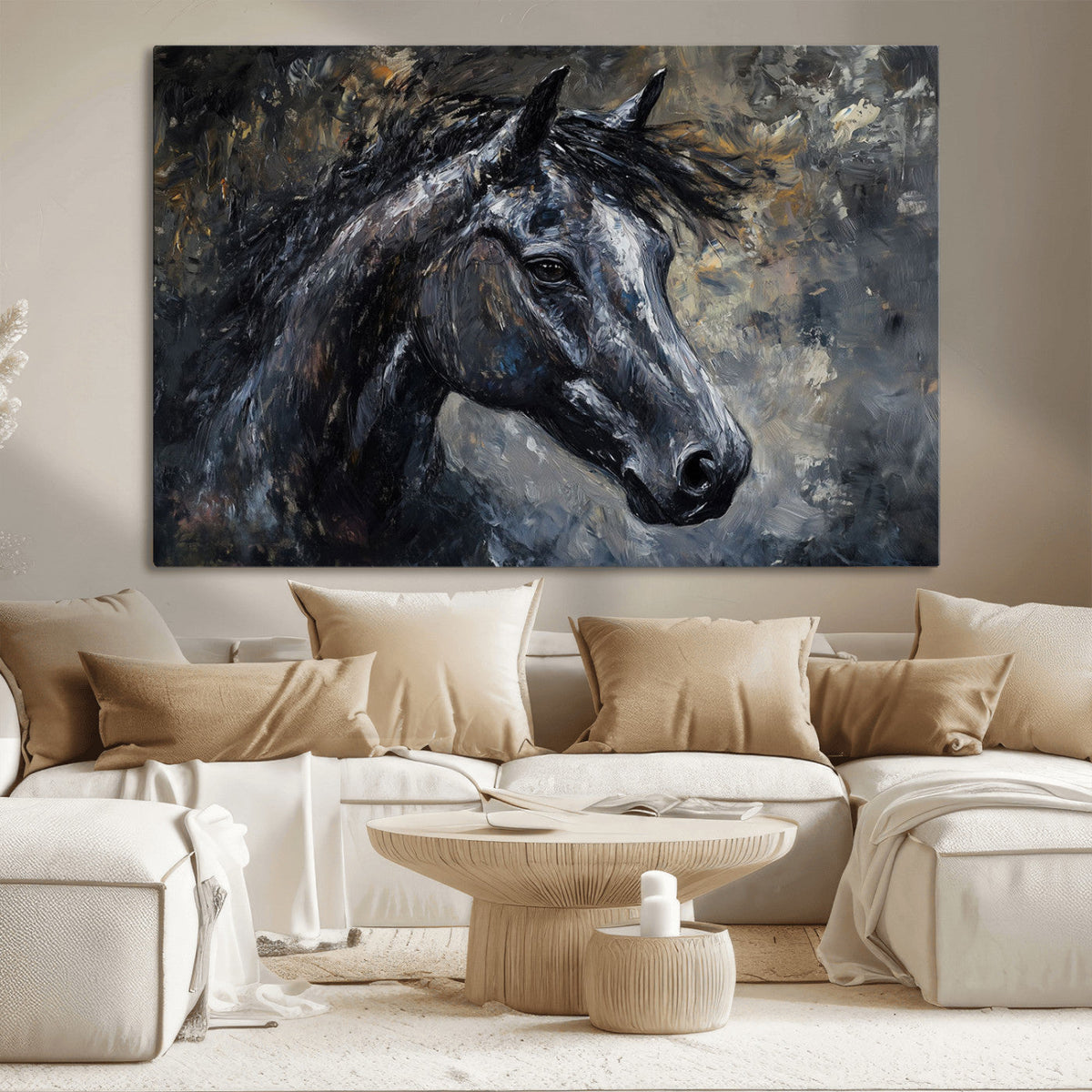 Large Abstract Horse Wall Art Canvas Print, Farmhouse Wall Art