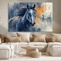 Abstract Blue Horse Wall Art Print Canvas | Western Horse Wall Art for Farmhouse Decor
